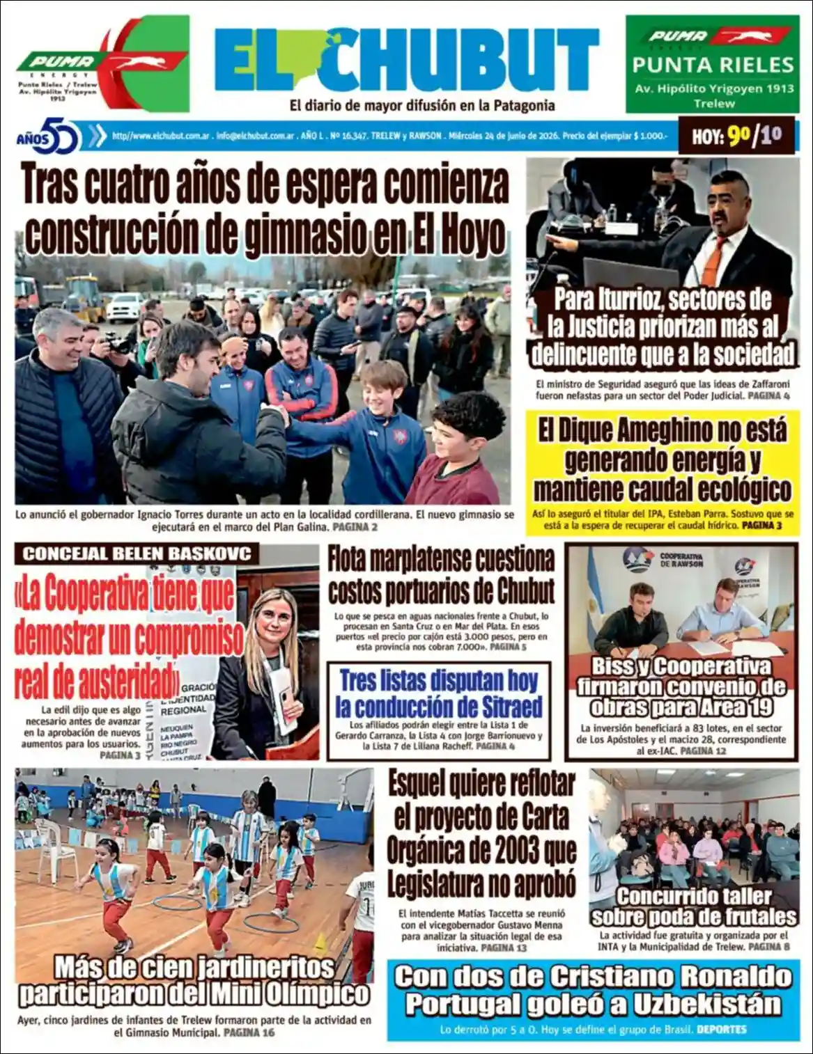 Estudios Max | UNIVERSO MULTIMEDIA - Tapa del diario El Chubut